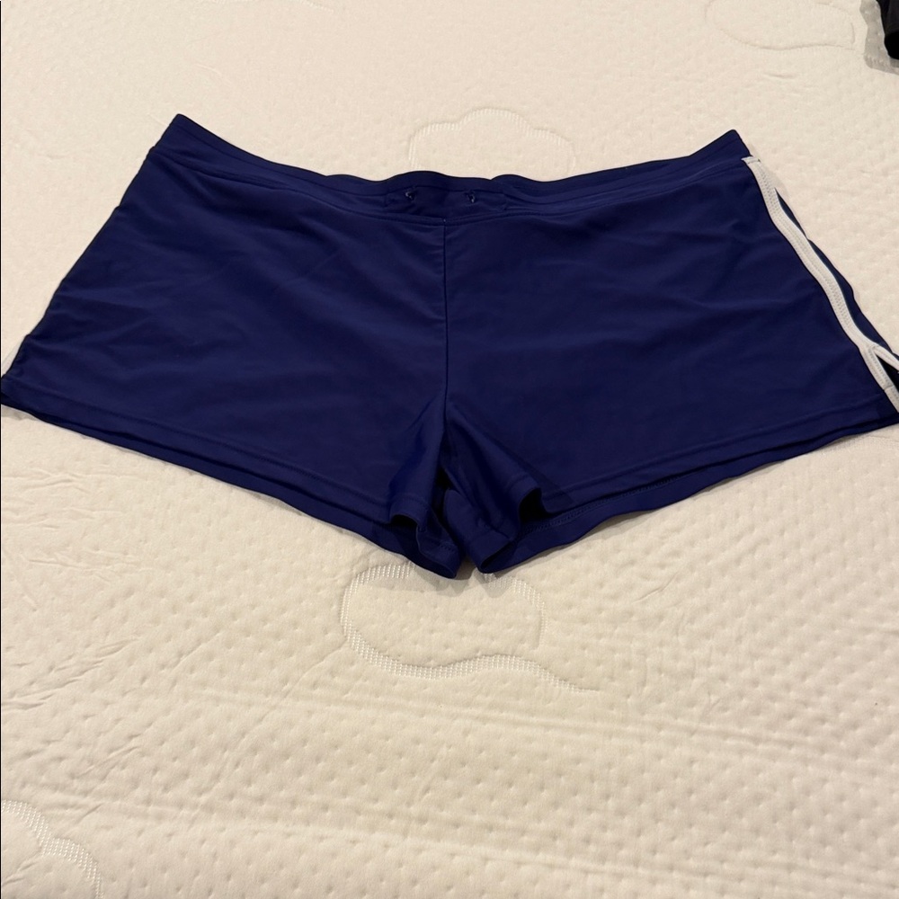 Women's Navy Swim Bike Shorts with Side Stripe